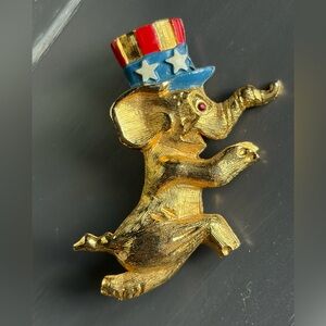 Vintage Patriotic Elephant Pin for man or woman